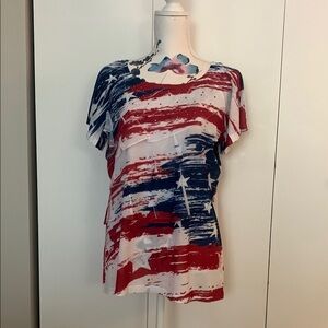 Indigo Soul Red and Blue Relaxed Short Sleeve Tee